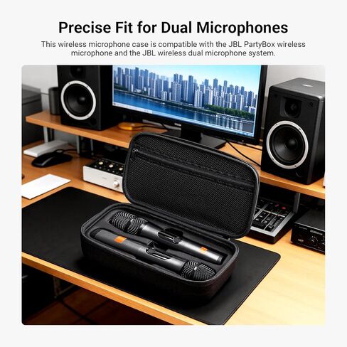 NEEWER Wireless Microphone Case Compatible with JBL PartyBox Dual Mic System, Hard Shell Handheld Travel Carrying Bag for Singing or Karaoke, for Receivers, Batteries, Adapters, Cables and more, PD033 in Saudi Arabia