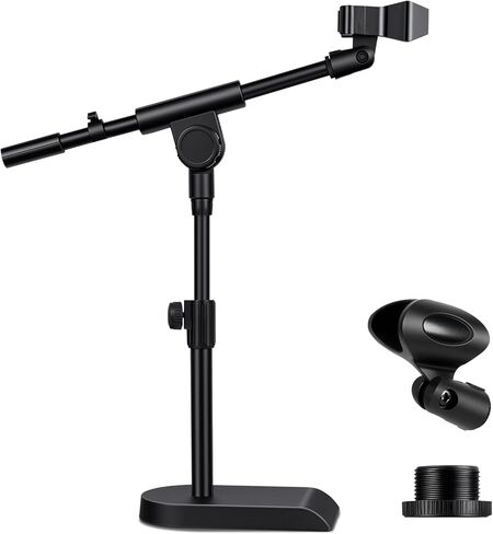 AODSK Desktop Microphone Stand, Height-Adjustable, Includes microphone clip and 5/8-inch male to 3/8-inch female screw connector, Non-Slip Stable Base(AS-DMS2) in Saudi Arabia