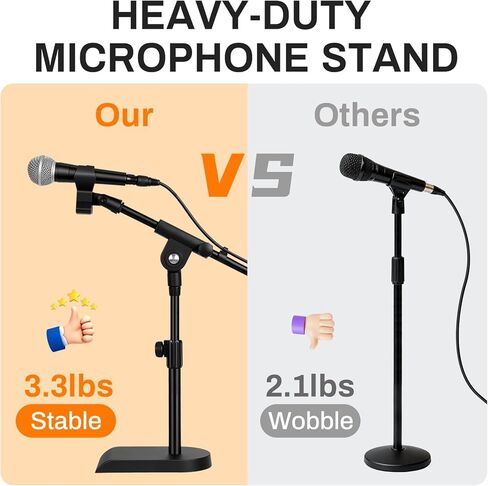 AODSK Desktop Microphone Stand, Height-Adjustable, Includes microphone clip and 5/8-inch male to 3/8-inch female screw connector, Non-Slip Stable Base(AS-DMS2) in Saudi Arabia