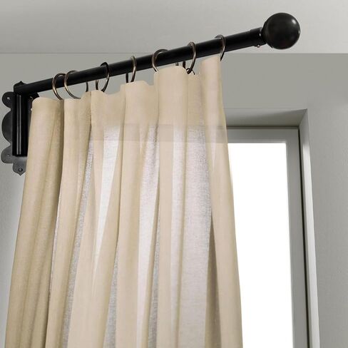 Swing Arm Curtain Rod, Black, 47'' Long, 1.1'' Diameter Pole, Rotate about 180 degrees, Detachable Ball Finial, 1 Piece in Saudi Arabia