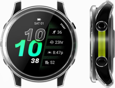 kwmobile Frame Cover Compatible with Garmin Forerunner 970 47mm Cover (2-Pack) - Clear Silicone Case - Black/Transparent in Saudi Arabia