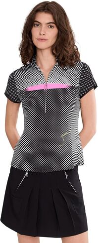 Jamie Sadock womens Optic Dot Black and White Collar Cap Sleeves in Saudi Arabia