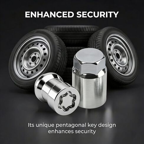 5PCS Wheel Lock Lug Nuts Set, M12x1.5 Anti-Theft Locking Lug Nuts with Key for Honda Accord Civic CR-V HR-V CR-Z Insight Fit S2000 Element | Replace # 08W42-SCV-100, 08W42-SCV-101, 08W42-SCV-102 in Saudi Arabia