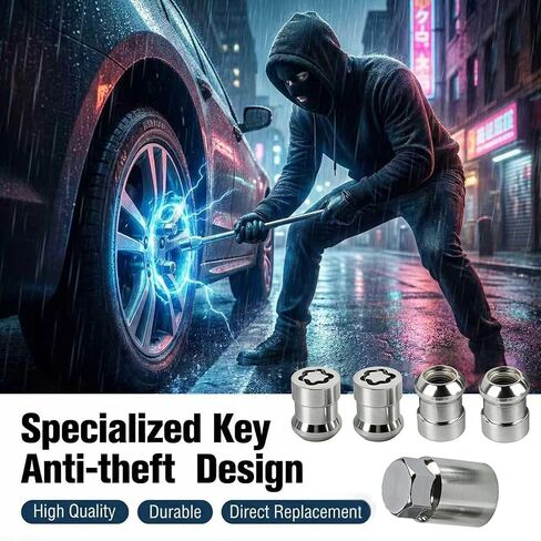 5PCS Wheel Lock Lug Nuts Set, M12x1.5 Anti-Theft Locking Lug Nuts with Key for Honda Accord Civic CR-V HR-V CR-Z Insight Fit S2000 Element | Replace # 08W42-SCV-100, 08W42-SCV-101, 08W42-SCV-102 in Saudi Arabia