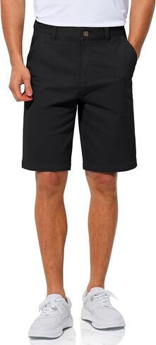 Men's Casual Shorts 10" Chino Work Dress Lightweight Stretch Flat Front Shorts with 6 Pockets for Hiking Golf(Stone, 36) in Saudi Arabia