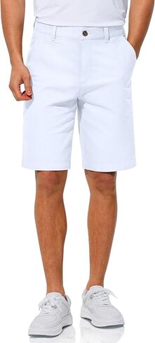Men's Casual Shorts 10" Chino Work Dress Lightweight Stretch Flat Front Shorts with 6 Pockets for Hiking Golf(Stone, 36) in Saudi Arabia