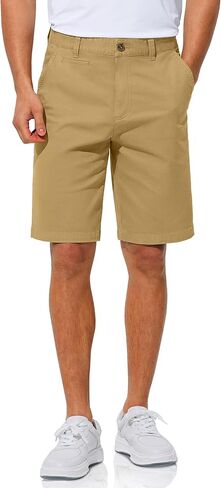Men's Casual Shorts 10" Chino Work Dress Lightweight Stretch Flat Front Shorts with 6 Pockets for Hiking Golf(Stone, 36) in Saudi Arabia