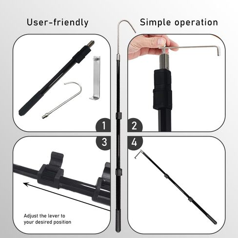 أداة VOVCIG Bed Buddy Truck Tool، أداة الالتقاط لسرير شاحنة البضائع مقاس 18.9-51.2 بوصة مع خطافين، أداة عمود تلسكوبي قوية قابلة للتعديل in Saudi Arabia