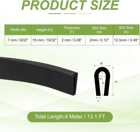 PATIKIL Rubber Edge Trim, 13.1ft x 7mm x 15mm U Channel Rubber Guard Seal Strip Protector Fit for 3mm Edge for Car Doors Hatches Sheet Metal Table Corners Steel Plates, Black in Saudi Arabia