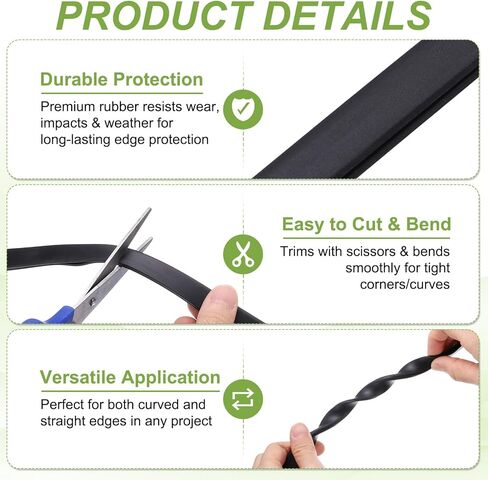 PATIKIL Rubber Edge Trim, 13.1ft x 7mm x 15mm U Channel Rubber Guard Seal Strip Protector Fit for 3mm Edge for Car Doors Hatches Sheet Metal Table Corners Steel Plates, Black in Saudi Arabia