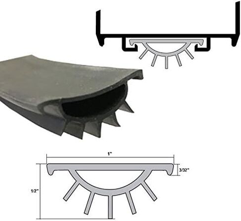 Black Replacement Vinyl Weatherseal for Wrap Around Door Bottom Shoe - 36" in Kuwait