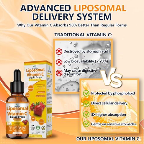 فيتامين C الشحمي 1000 ملغ قطرات عالية الفعالية 6 في 1 قابلة للذوبان في الدهون VIT C w. الزنك البلسان الجلوتاثيون النياسين لدعم المناعة إنتاج الكولاجين المضاد للأكسدة 丨 تركيبة فيتامين C السائلة عالية الامتصاص in Kuwait