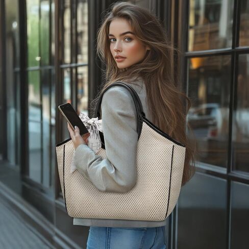 Missnine Beach Bags for Women Large Straw Tote Raffia Woven Shoulder Bag Sand-Proof for Beach Summer Vacation Travel in Saudi Arabia