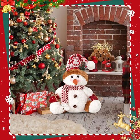 Snowman Christmas Figurines 2025 Christmas Plush Doll Tabletop Decorations Xmas Snowman Figurines Holiday Home Party Decor,Gray,10" in Saudi Arabia
