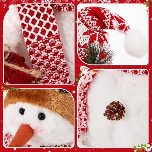 Snowman Christmas Figurines 2025 Christmas Plush Doll Tabletop Decorations Xmas Snowman Figurines Holiday Home Party Decor,Gray,10" in Saudi Arabia