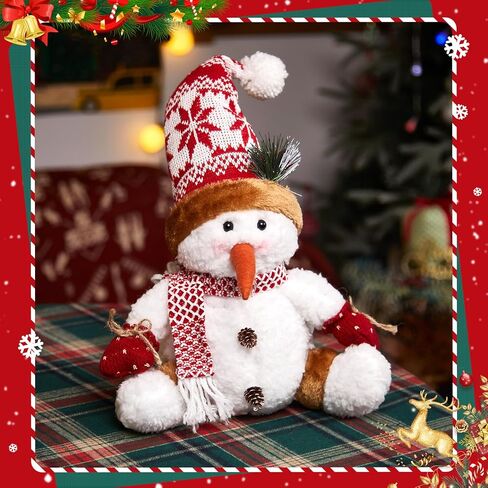Snowman Christmas Figurines 2025 Christmas Plush Doll Tabletop Decorations Xmas Snowman Figurines Holiday Home Party Decor,Gray,10" in Saudi Arabia