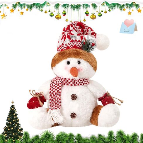 Snowman Christmas Figurines 2025 Christmas Plush Doll Tabletop Decorations Xmas Snowman Figurines Holiday Home Party Decor,Gray,10" in Saudi Arabia