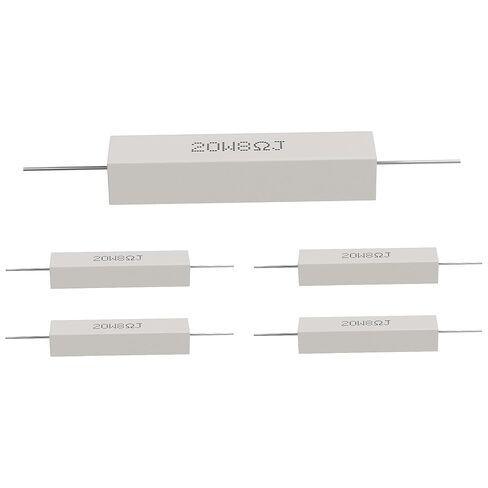 Cement Resistor, 5PCS 20W 8 Ohm 5% Axial Lead Wire Resistor White Wound Fixed Ceramic Resistors Wirewound Power Resistors Flame Heat Moisture Resistance Precharge Horizontal Resistors in Saudi Arabia