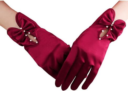 3D Bow Gloves Tha Bride's Elegant Short Lace Gloves Halloween Tea Party Gloves in Saudi Arabia