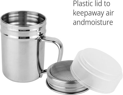 عبوة واحدة من منفضة السكر البودرة 7 أونصة 304 من الفولاذ المقاوم للصدأ هزازات شبكية دقيقة مع مقبض وغطاء لخبز نشا الذرة ودقيق القهوة والمطاعم والمطبخ المنزلي in Kuwait