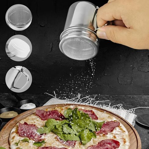 عبوة واحدة من منفضة السكر البودرة 7 أونصة 304 من الفولاذ المقاوم للصدأ هزازات شبكية دقيقة مع مقبض وغطاء لخبز نشا الذرة ودقيق القهوة والمطاعم والمطبخ المنزلي in Kuwait