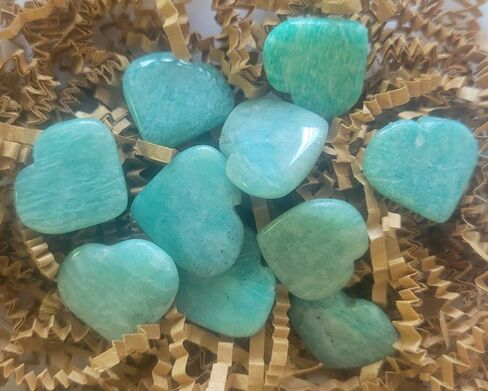 Pachamama Essentials Healing Crystal Stones Love Heart Shaped Crystal Stones Bulk Natural Palm Pocket Stones Reiki Crystal Gemstones 10 Pcs (Amazonite) in Saudi Arabia