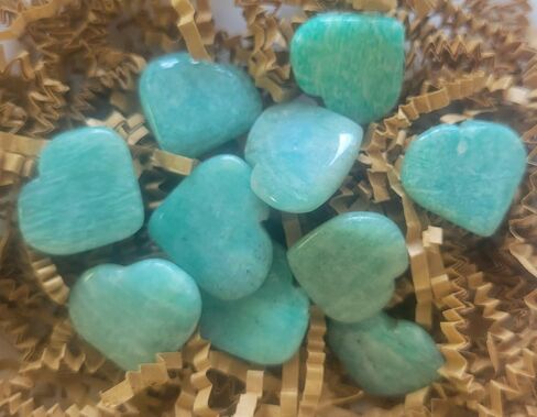 Pachamama Essentials Healing Crystal Stones Love Heart Shaped Crystal Stones Bulk Natural Palm Pocket Stones Reiki Crystal Gemstones 10 Pcs (Amazonite) in Saudi Arabia