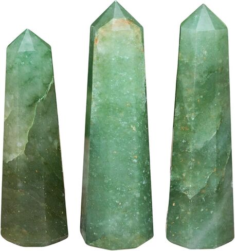 Down to Earth Gemstone Crystal Towers - Natural Healing Crystal Point Obelisk for Reiki Healing and Crystal Grid (Green Aventurine, 3"-4") in Saudi Arabia