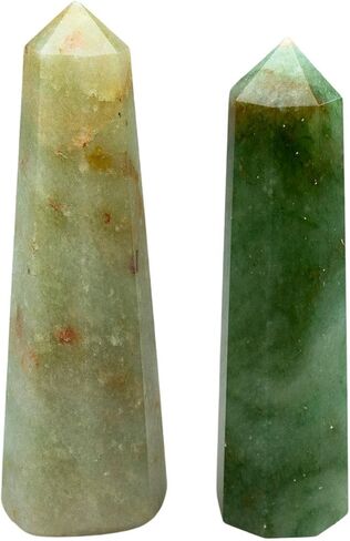 Down to Earth Gemstone Crystal Towers - Natural Healing Crystal Point Obelisk for Reiki Healing and Crystal Grid (Green Aventurine, 3"-4") in Saudi Arabia
