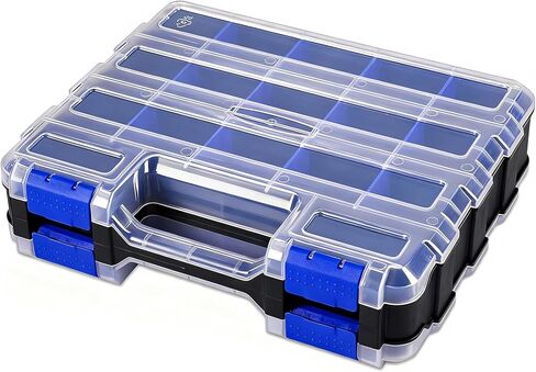Tools Organizer Box Small Parts Storage Box 34-Compartment Double Side Hardware Organizers with Removable Plastic Dividers for Screws, Nuts, Nails, Bolts in Saudi Arabia