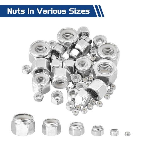 20Pcs Nylon Locking Hex Nuts - [1/2"-13], 304 Stainless Steel Hardware Nuts, Silver, for Automotive, Aerospace, Industrial Applications Use in Saudi Arabia