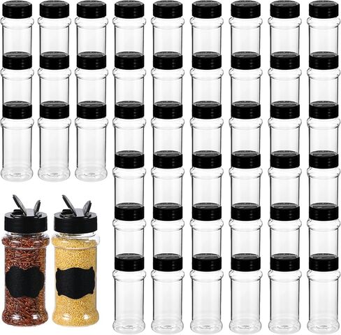 36Pcs Plastic Spice Jars with Shaker Lids, 3.4oz/100ml Clear Spice Bottles, Seasoning Containers, Seasoning Jars, Empty Shaker for Spice, Powders, Peppers, Salt for Rack, Drawer, Cabinet in Saudi Arabia
