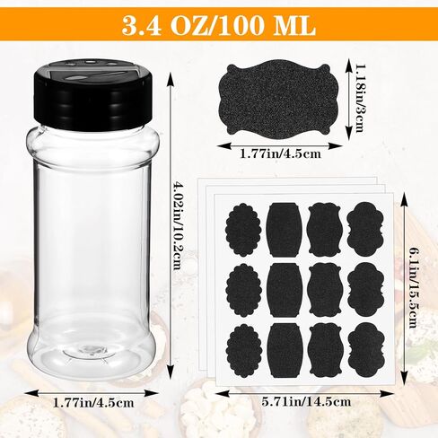 36Pcs Plastic Spice Jars with Shaker Lids, 3.4oz/100ml Clear Spice Bottles, Seasoning Containers, Seasoning Jars, Empty Shaker for Spice, Powders, Peppers, Salt for Rack, Drawer, Cabinet in Saudi Arabia