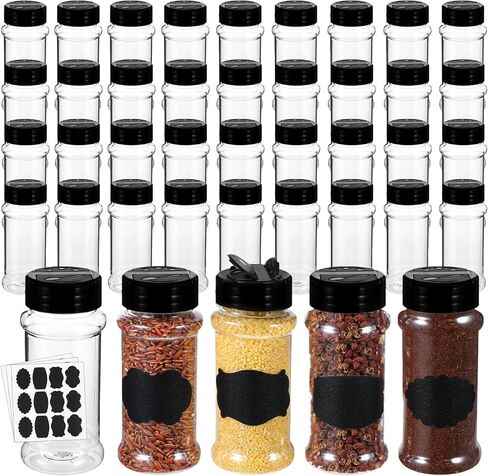 36Pcs Plastic Spice Jars with Shaker Lids, 3.4oz/100ml Clear Spice Bottles, Seasoning Containers, Seasoning Jars, Empty Shaker for Spice, Powders, Peppers, Salt for Rack, Drawer, Cabinet in Saudi Arabia