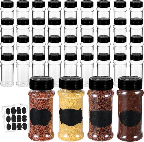 36Pcs Plastic Spice Jars with Shaker Lids, 3.4oz/100ml Clear Spice Bottles, Seasoning Containers, Seasoning Jars, Empty Shaker for Spice, Powders, Peppers, Salt for Rack, Drawer, Cabinet in Saudi Arabia