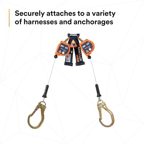 3M DBI-SALA Nano-Lok edge Twin-Leg Quick Connect للحماية من السقوط ذاتي السحب Lifeline SRL - بناء الكابل 3500227، برتقالي، 8 أقدام (2.4 م)، 1 EA in Saudi Arabia