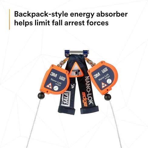 3M DBI-SALA Nano-Lok edge Twin-Leg Quick Connect للحماية من السقوط ذاتي السحب Lifeline SRL - بناء الكابل 3500227، برتقالي، 8 أقدام (2.4 م)، 1 EA in Saudi Arabia