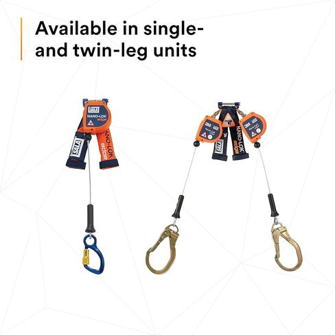 3M DBI-SALA Nano-Lok edge Twin-Leg Quick Connect للحماية من السقوط ذاتي السحب Lifeline SRL - بناء الكابل 3500227، برتقالي، 8 أقدام (2.4 م)، 1 EA in Saudi Arabia
