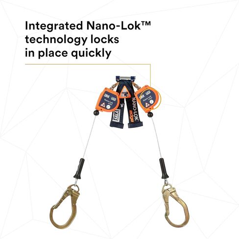 3M DBI-SALA Nano-Lok edge Twin-Leg Quick Connect للحماية من السقوط ذاتي السحب Lifeline SRL - بناء الكابل 3500227، برتقالي، 8 أقدام (2.4 م)، 1 EA in Saudi Arabia