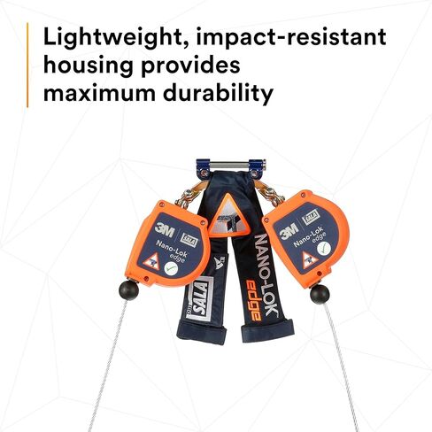 3M DBI-SALA Nano-Lok edge Twin-Leg Quick Connect للحماية من السقوط ذاتي السحب Lifeline SRL - بناء الكابل 3500227، برتقالي، 8 أقدام (2.4 م)، 1 EA in Saudi Arabia