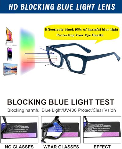 Hubeye Oprah Style Reading Glasses for Women Men Blue Light Blocking Computer Square Readers with Spring Hinge in Saudi Arabia