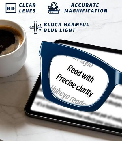 Hubeye Oprah Style Reading Glasses for Women Men Blue Light Blocking Computer Square Readers with Spring Hinge in Saudi Arabia