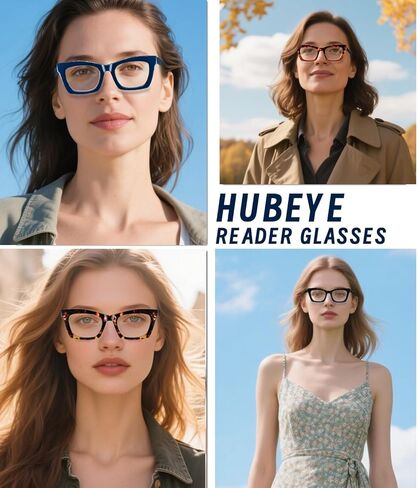 Hubeye Oprah Style Reading Glasses for Women Men Blue Light Blocking Computer Square Readers with Spring Hinge in Saudi Arabia