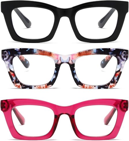 Hubeye Oprah Style Reading Glasses for Women Men Blue Light Blocking Computer Square Readers with Spring Hinge in Saudi Arabia