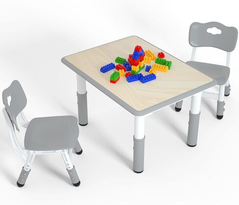 طاولة الأطفال و 4 كراسي مجموعة ， طاولة وكرسي قابلة للتعديل الطول ， يدرس الأطفال الصغار جدولًا متعدد النشاط مع 47.2 "x23.6" سطح مكتب مسح للصفات الفصول الدراسية والمنازل والرسوم النهارية in Kuwait