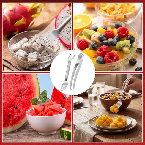 LemonRoad 2 Pcs Watermelon Cutter Slicer Set, 2-in-1 Stainless Steel Fruit Cutter with Fork & Watermelon Cutters Tool for Easy Cubes, Quickly Melon Slicer Tool Set for Home Party Camping Kitchen in Saudi Arabia