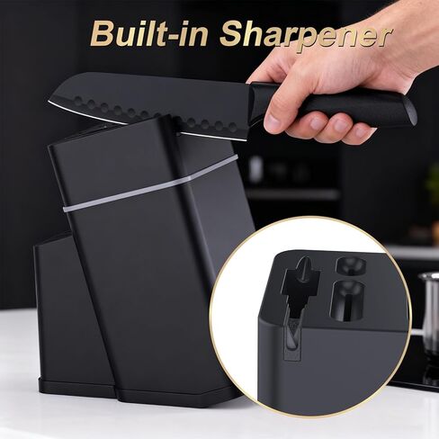 مجموعة سكاكين المطبخ مع كتلة - طقم سكاكين 15 قطعة مع مبراة مدمجة، آمنة للاستخدام في غسالة الأطباق، شفرات من الفولاذ المقاوم للصدأ سكاكين المطبخ in Kuwait