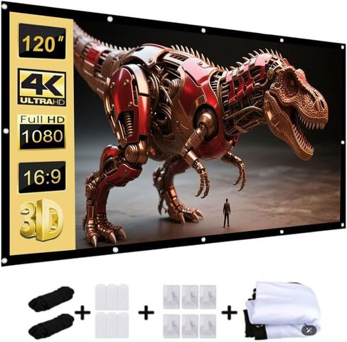 شاشة جهاز عرض 120 بوصة ، شاشة عرض 4K القابلة للطي المضادة للتجاعيد ، شاشة عرض قابلة للغسل ، سهلة التثبيت في الهواء الطلق ، مناسبة للمكتب والمسرح المنزلي والاستخدام في الهواء الطلق والداخلي in Kuwait