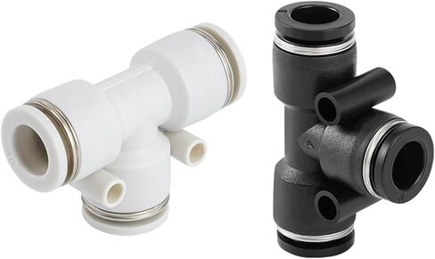 PE Black And White Plastic T-shaped Tee PU Pipe Quick Pneumatic Connector 6/8/10/12 1Pcs(白色PE-16) in Kuwait