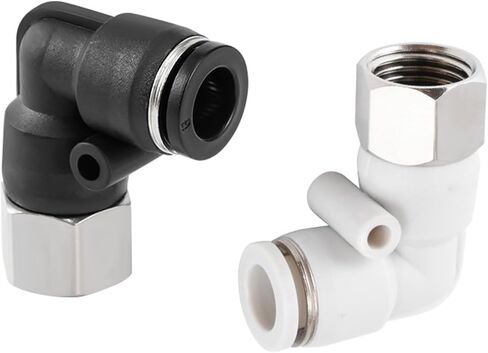 Black And White PLF Pneumatic Joint Internal Thread Elbow L-shaped Two-way PLF6-01 Air Pipe Quick Plugs Connector 1Pcs(黑色PLF4-03) in Kuwait
